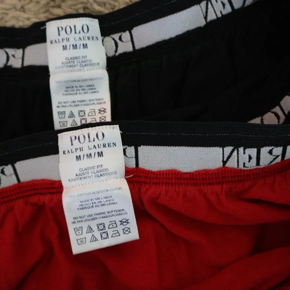 (2) Polo Ralph Lauren Classic Fit‎ Cotton Knit Boxers. Medium. Red/black
